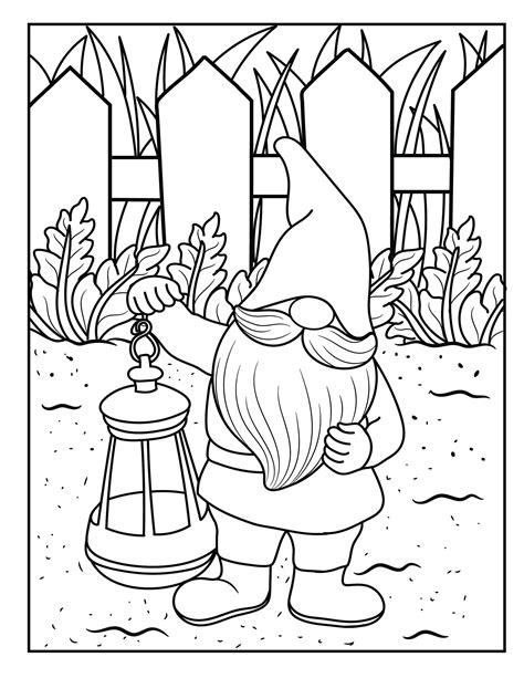 This Is A Printable Page Garden Gnome Coloring Book Instant