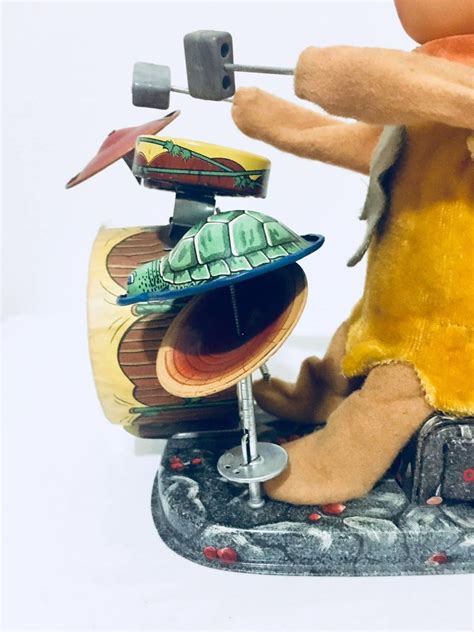 1962 Fred Flintstones Bedrock Bo Drummer Tin Toy By Alps Etsy