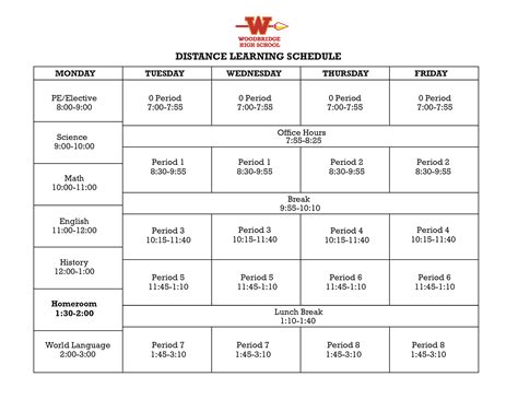 Bell Schedule | Woodbridge High School