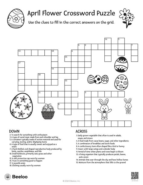 April Flower Crossword Puzzle Beeloo Printable Crafts For Kids