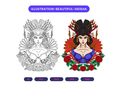 Beautiful Geisha Vector Illustration Art Uplabs