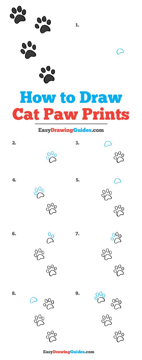 How To Draw Cat Paw Prints Really Easy Drawing Tutorial