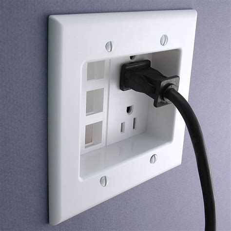 White Recessed 15a Duplex Outlet With Built In Cover Plate Leviton