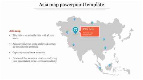 Free Editable Colored Regions Asia Map Template Slide