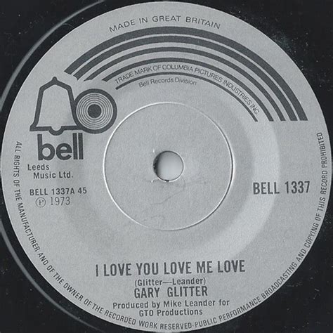 gary glitter i love you love me love 1973 solid centre vinyl discogs