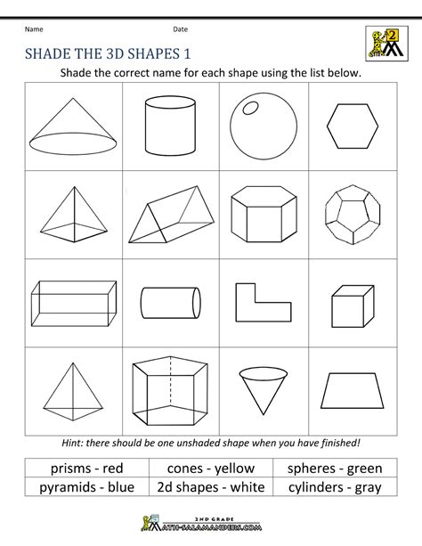 2d And 3d Shapes Grade5 Worksheet Images