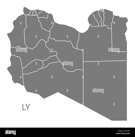 Libya Districts Map Grey Stock Photo Alamy