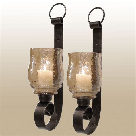Dashielle Hurricane Wall Sconce Pair With Candles From