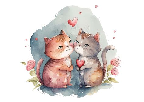 Valentines Cat Couple Cats In Love Graphic By Gornidesign · Creative Fabrica