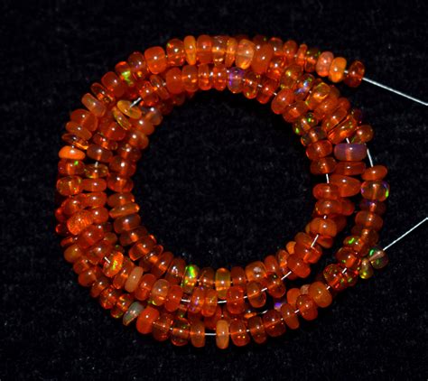 Natural Orange Opal Gemstone Beaded Necklace Welo Opal Etsy