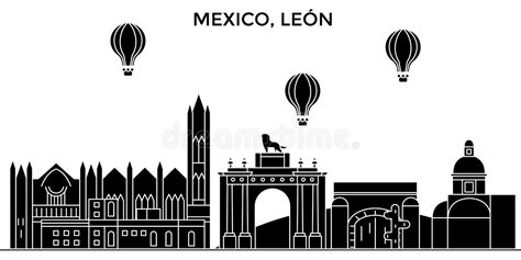 Mexico Leon City Skyline Isolated Vector Illustration Mexico Leon