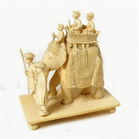 Carved Ivory Elephant With Mahut And Howdah Riders Ivory Oriental