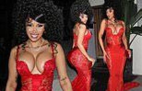 Cardi B Puts On A VERY Racy Display In Plunging Red Lace Dress As She Shows Off Trends Now