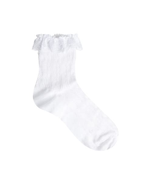 Lyst Asos Lace Trim Ankle Socks In White