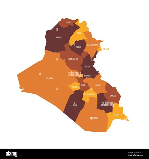 Iraq Political Map Of Administrative Divisions Governorates And