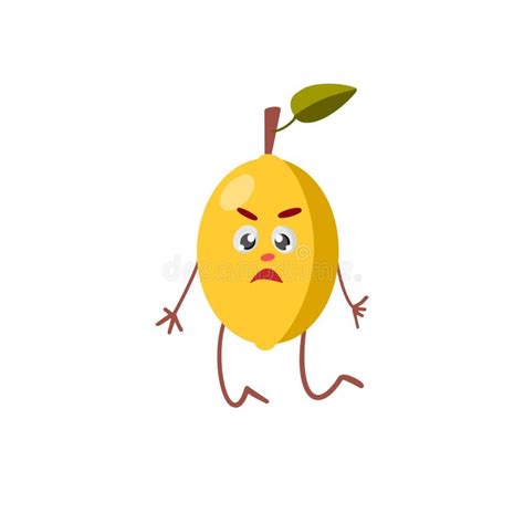 Cute And Funny Yellow Lemon Character In Comic Style Looking Up