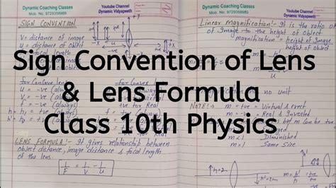 Sign Convention Of Lens Lens Formula Chapter 9 Light Class 10