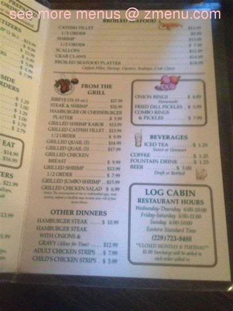 We look forward to seeing you soon! Online Menu of Log Cabin Restaurant Restaurant, Blakely ...