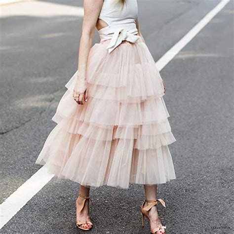 Women S Tutus Street Chic Maxi Swing Skirts Solid Colored Layered Mesh Tulle Blushing