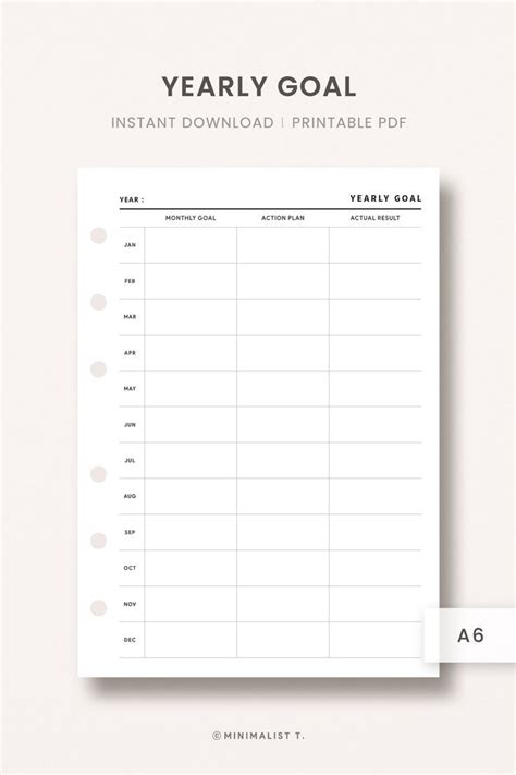 Yearly Goal Plan Goal Tracker Goal Planner Goal Setting Yearly