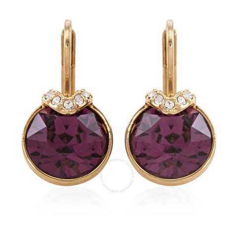 Swarovski Bella V Pierced Earrings Purple Gold Tone Plated 5509404