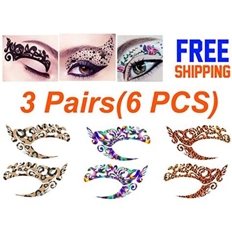 Temporary Eye Tattoo 3 Pairs6pcs Different Models Transfer Eyeshadow