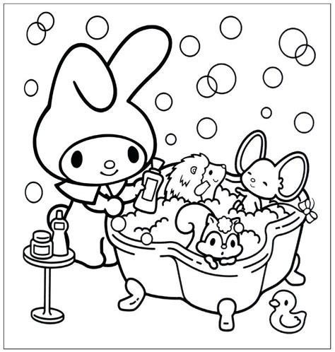 This adorable little white rabbit is just as cute with all of her animal friends. My Melody Coloring Pages Hello Kitty Pictures Coloring ...