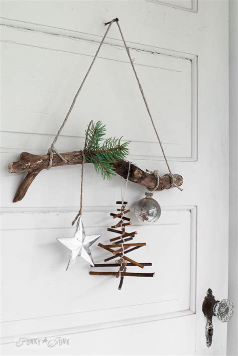 Rustic Twig Christmas Tree Ornament On A Branchfunky Junk
