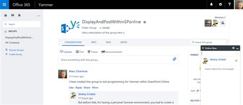 azure and co programmatically embed a yammer feed into a sharepoint online site