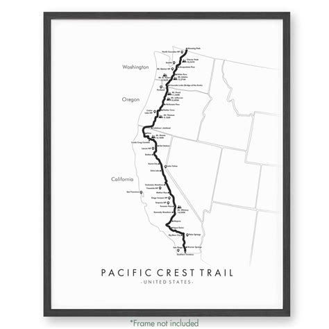Pacific Crest Trail Map Pacific Crest Trail Poster Tell Your Trail