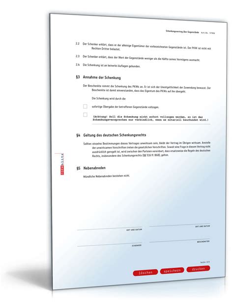 Der vertrag ist für maximal benötigte programme. Schenkungsvertrag Auto: Muster als PDF & DOC zum Download