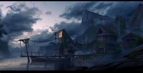 Fishing Village By Yurii Nikolaiko Imaginaryvillages Lakeside