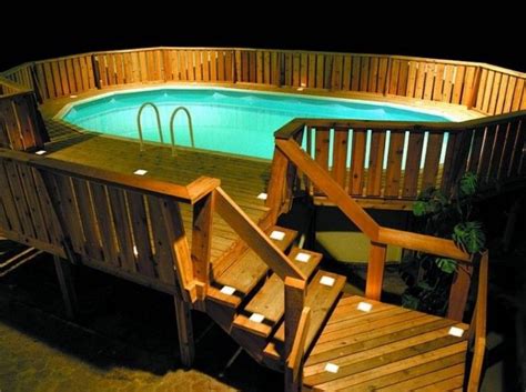 Outdoor Lighting For Types Of Above Ground Pool Decks Pool Deck Plans