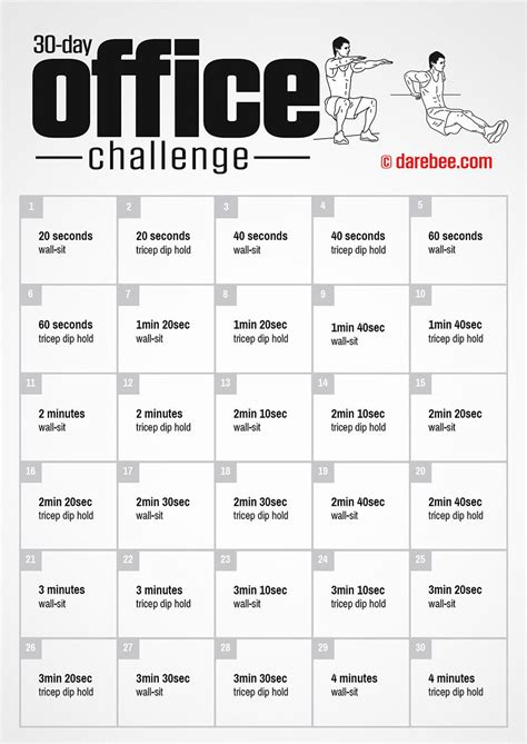 30 Day Office Challenge By Darebee Workout At Work Office Workout