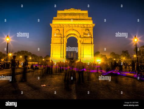 India Gate Night Stock Photo Alamy