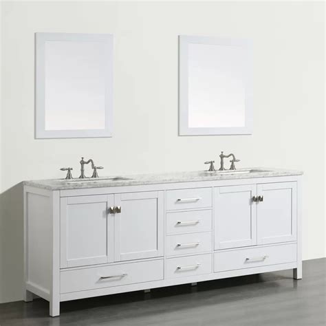 Design element london 84 double sink vanity set in white finish london 84 solid oak wood cabinet in white finish, white carrara marble countertop, two. Pichardo Transitional 84" Double Bathroom Vanity Set ...
