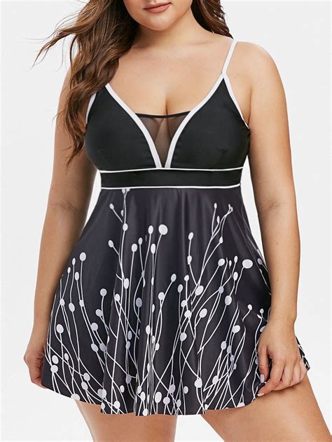 [31 Off] 2021 Plus Size Printed Skirted Tankini Swimwear In Black Dresslily