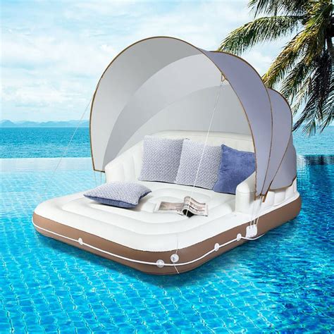 Costway Floating Island Inflatable Swimming Pool Float Lounge Raft With