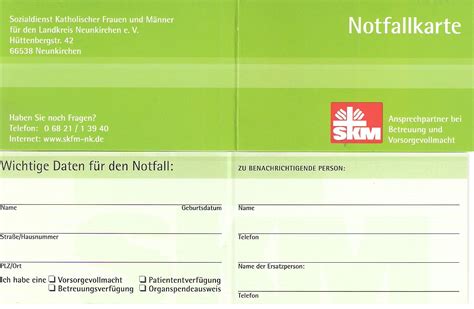 Viele banken bieten kostenlose kreditkarten an. SKFM Neunkirchen: Notfallkarte