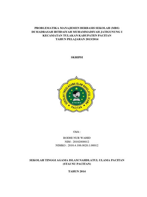 Judul Tesis Manajemen Pendidikan Islam / Http Repository Iainbengkulu