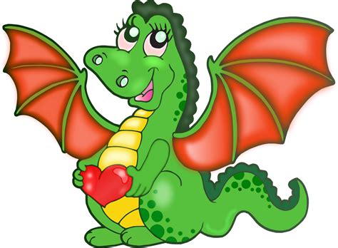 Cartoon Dragon With Heart Vector Clipart Image Free Stock Photo