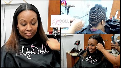 Full Sew In With Leave Out W Middle Part Youtube
