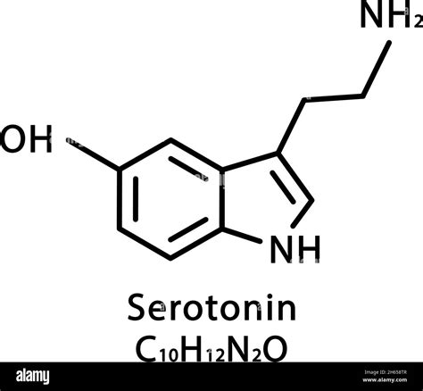 Estructura Molecular De La Serotonina Fórmula Química Esquelética De Serotonina Ilustración De
