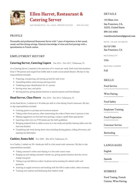 See the best food service resume samples and use them today! Full Guide: Restaurant Server Resume +12 Samples | PDF ...