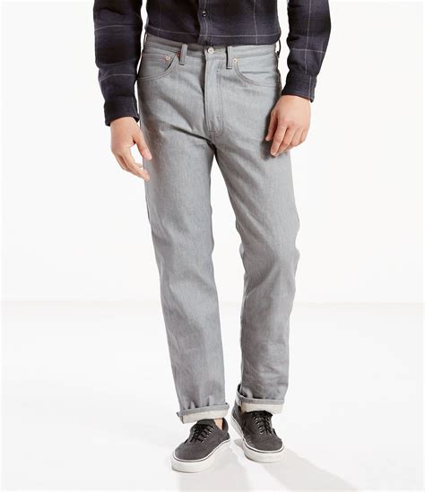 Levis Mens 501 Original Straight Fit Jeans Grey Ph