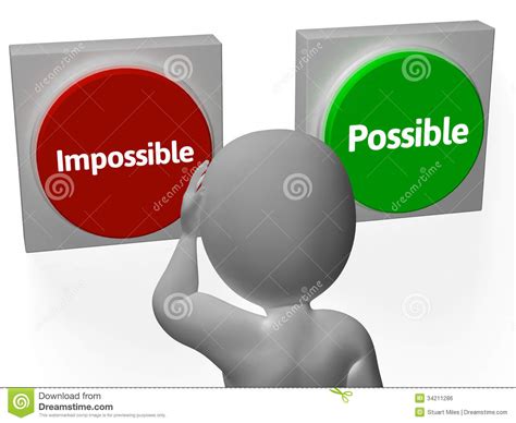 Impossible Possible Buttons Shows Positivity Or Adversity Stock ...