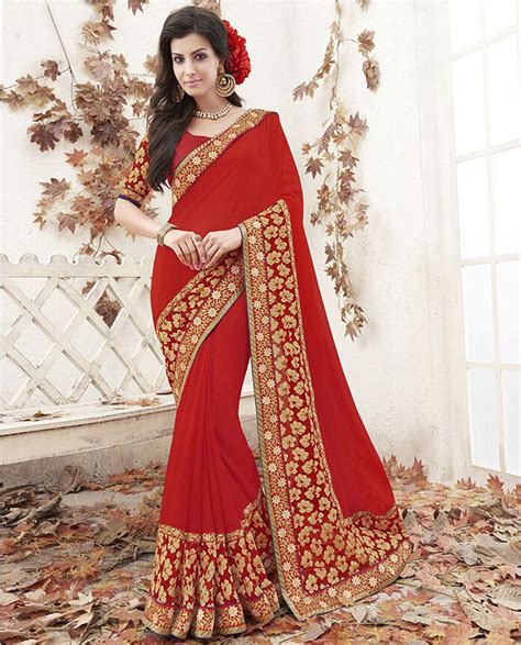 Red Georgette Party Wear Saree 68181 Online Shopping Sarees Party Wear