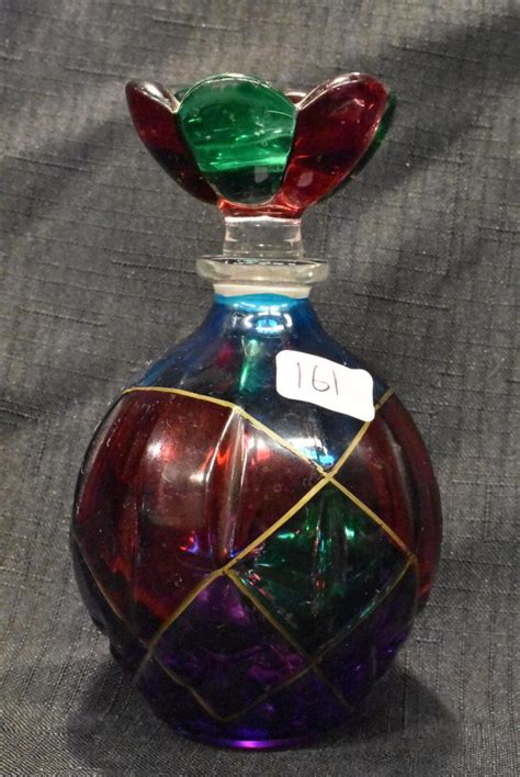 Sold Price Murano Italy Hand Painted Glass Flower Stopper Perfume