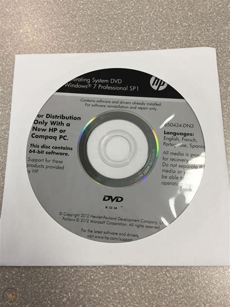 Hp Windows 7 Professional Sp1 64 Bit Os Restore Recovery Dvd Disc