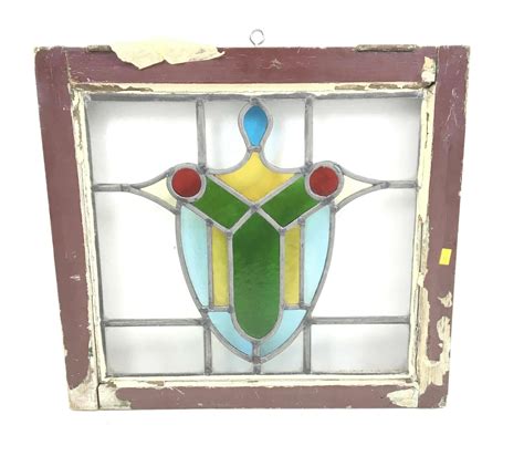 Lot Antique Stained Glass Window Pane